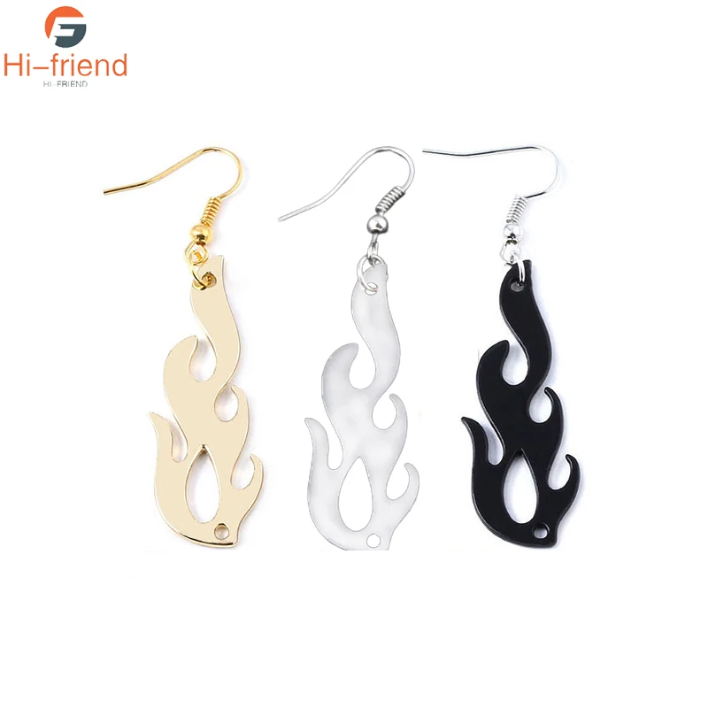 Серьги гвоздики унисекс в стиле хип хоп с замком и пламенем стильные ювелирные