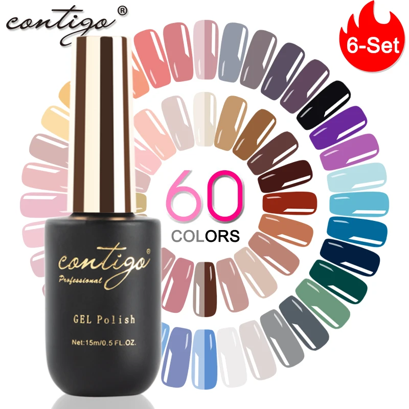 Conjunto de Esmalte Conjunto para Unhas Esmalte em Gel te com Gel Híbrido Artísticas Semipermanente Várias Cores te uv
