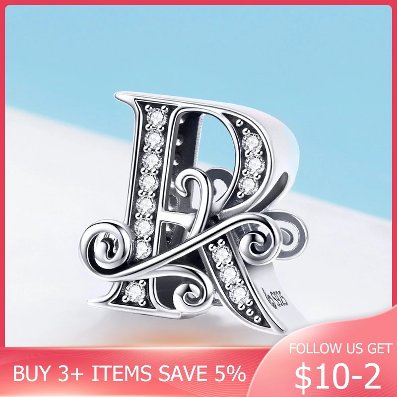 Подвеска бусина из серебра 925 пробы с буквами алфавита|Шармы| |