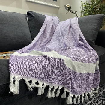 

Romantic Purple/Pink Throw Blanket Multifunction Sofa Covers Cobertor Tassel Dust Cover Air Conditioning Blankets For Bed