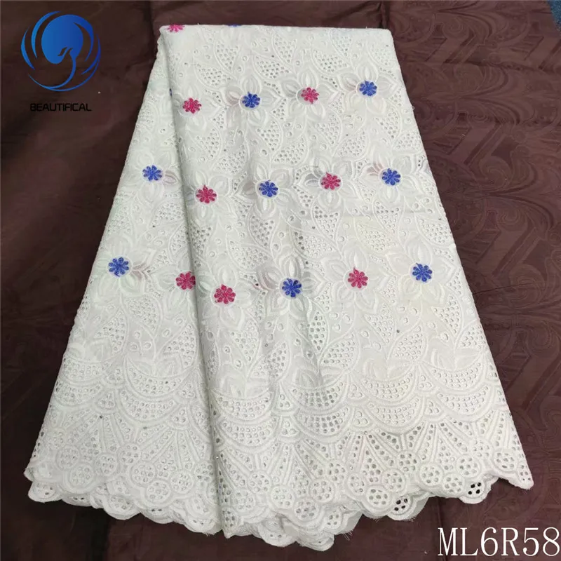 

BEAUTIFICAL african lace fabrics 2019 New punch voile lace nigerian fabric dry cotton lace with stones 5yards ML6R58