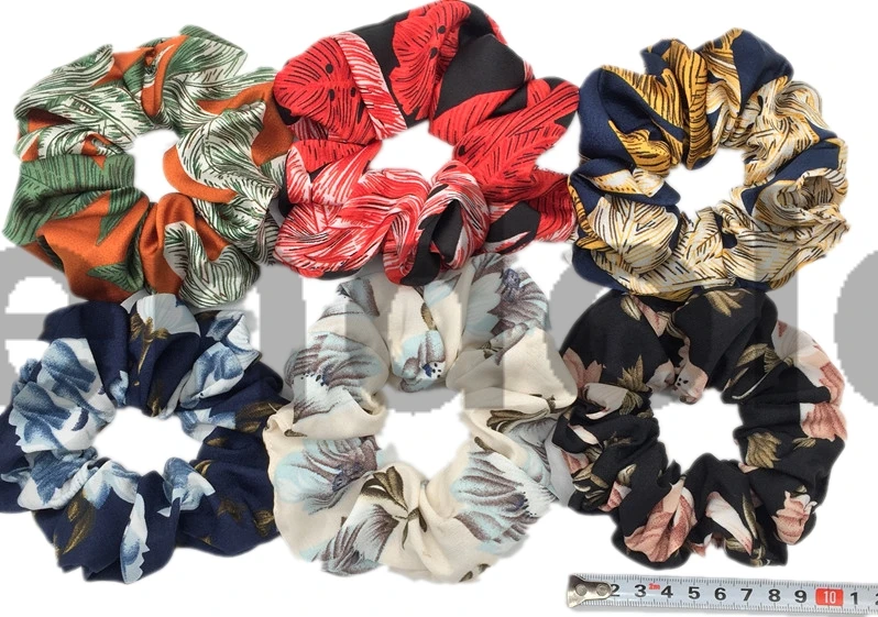 PJ088-6PCS 6 шт./партия, бархатные эластичные резинки для волос, резинки для волос для девочек, не складываются, леопардовые женские блестящие шифоновые Цветочные резинки - Цвет: PJ088-6PCS