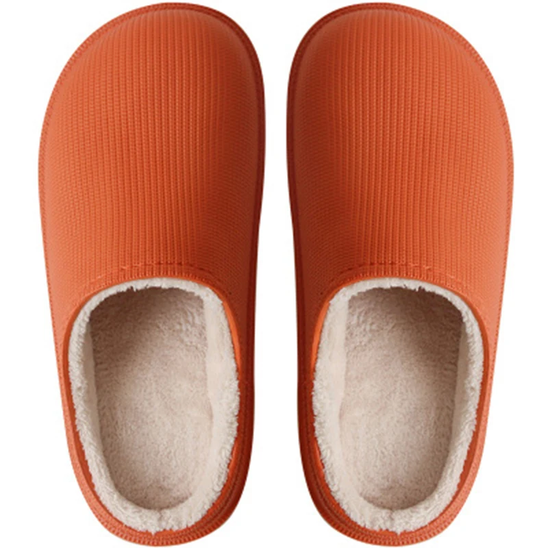 

Ladies Simple Winter Plus Velvet Warm Waterproof Slippers Couple Thick-soled Wear-resistant Non-slip Home Cotton Slippers