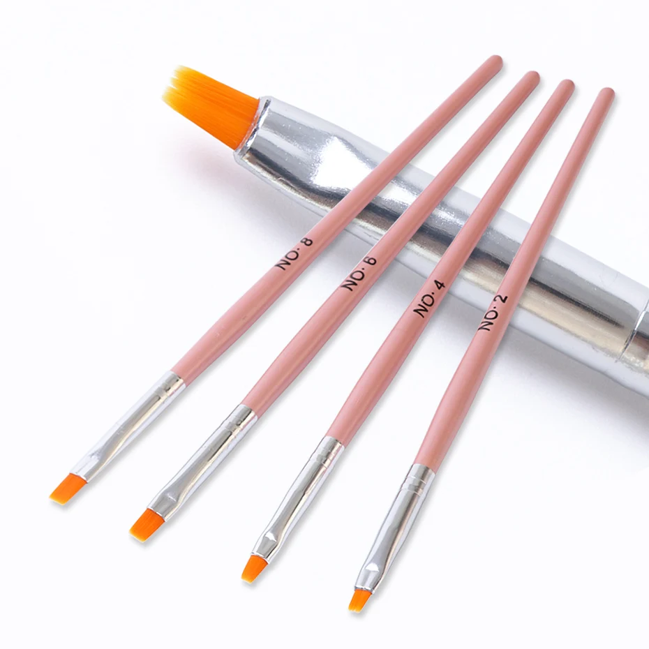 

4pc Professional Nail Brush for UV Gel Polish Gradient Drawing Pen Extension Builder Glitter Powder Dotting Tool Manicure NTH023
