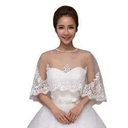 Bridal Scarf Lace Boleros Tulle Wedding Jackets White Ivory Cape  Bride Wraps Wedding Accessories In Stock