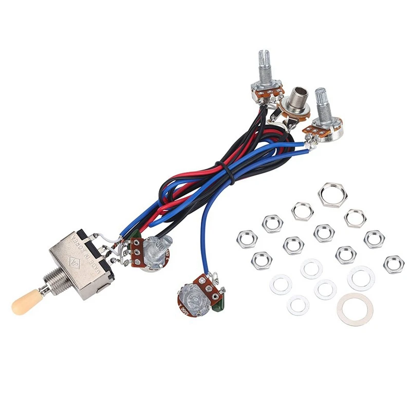 

Lp Electric Guitar Pickups Wiring Harness Kit 2T2V 500K Pots 3 Way Switch With Jack For Dual Humbucker Gibson Les Pual Style Gui