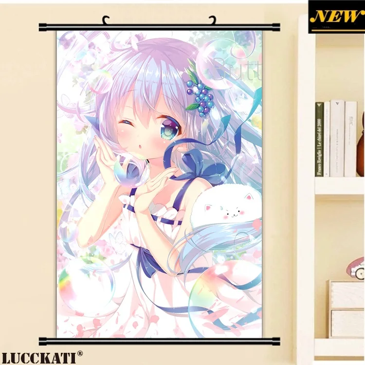 40X60 см, Gochiusa Gochuumon wa Usagi Desu ka Rabbit, сексуальная лоли, мультфильм, аниме картинка, настенная прокрутка, холст, живопись, плакат