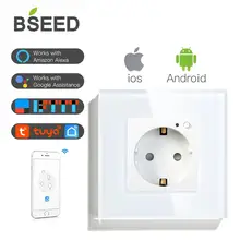BSEED Mvava toma wi-fi pared estándar de la UE de casa inteligente mejora inteligente macho trabajar con Tuya Google Alexa función de temporizador