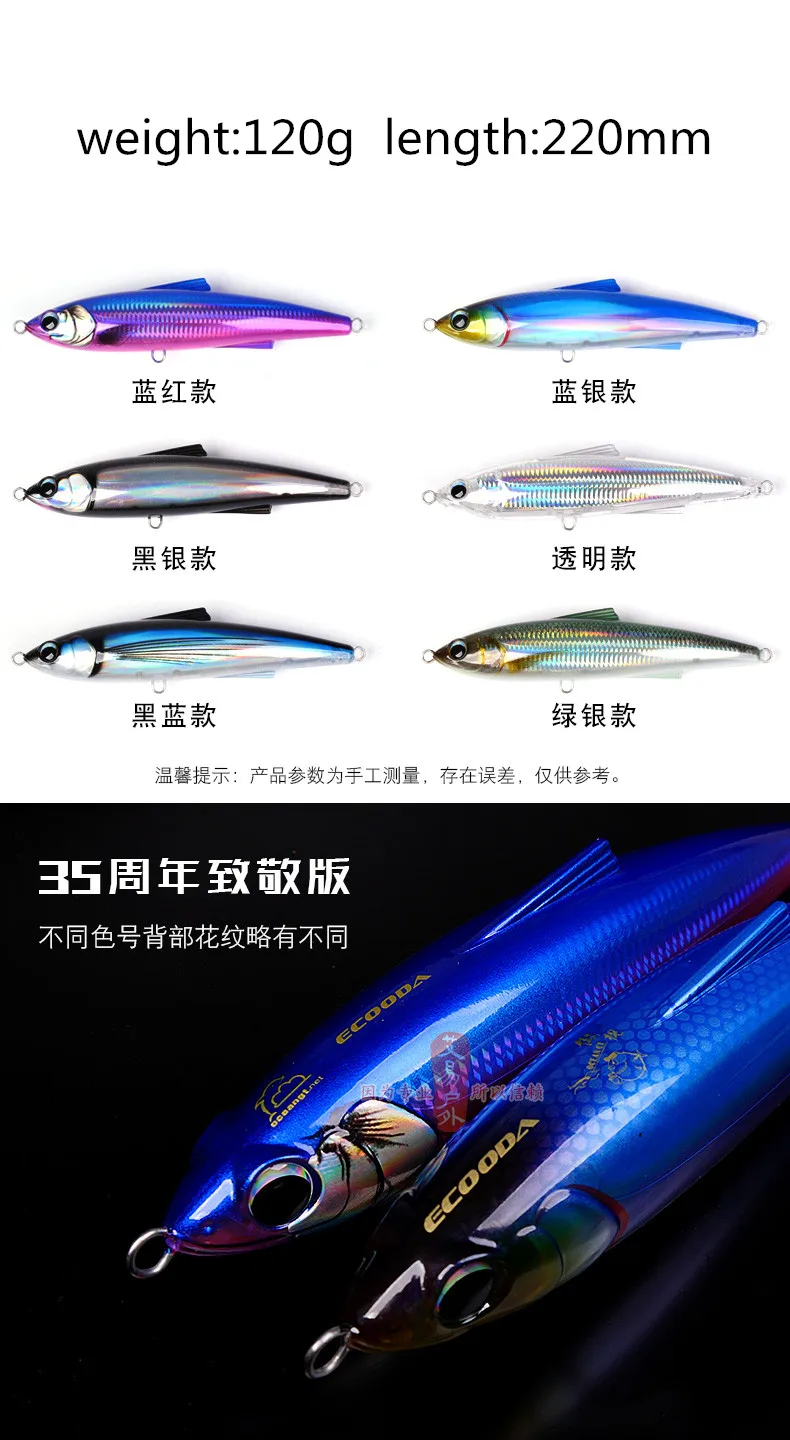 Le Fish Ecooda 220 мм 120 г наживка для рыбалка соленая вода Поверхностная приманка троллинг большой карандаш приманка жесткая приманка плавающая для Kingfish/Tuna