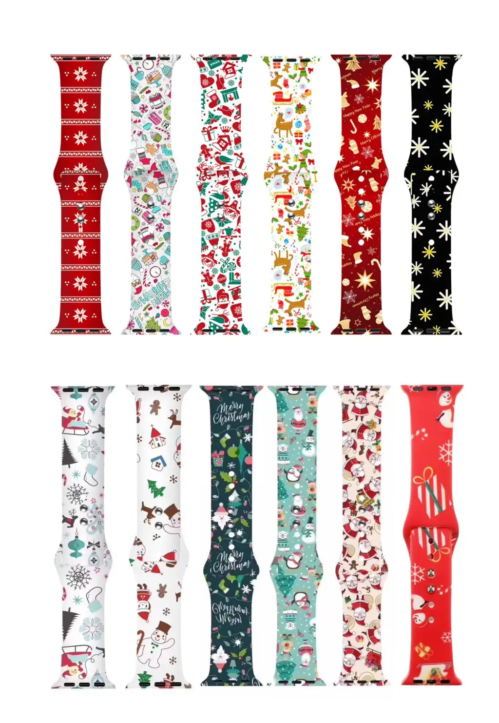 Подарочный ремешок для часов для Apple Watch series 5, 3, 2, 1, новогодний силиконовый ремешок с принтом для iWatch 4, рождественские наручные часы 40, 44, 38, 42 мм
