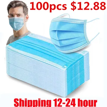 

100Pcs Non-woven Mascarillas 3-Layer Disposable Mask Dust Face Mask Thickened Disposable Mouth Mask Dust Filter Safety Mascaras