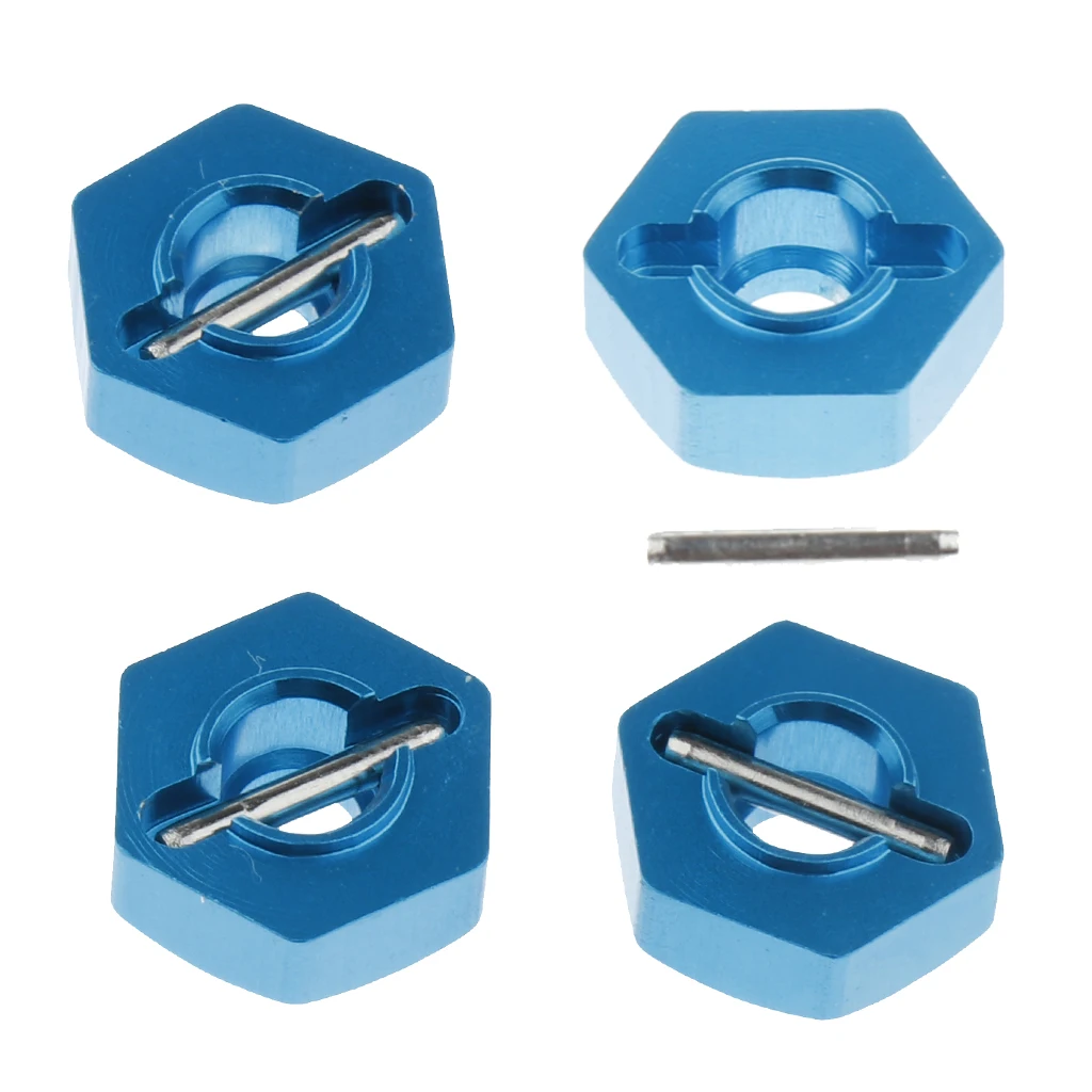 4pcs Metal 12mm Wheel Hex Drive Hubs Set Blue for WLtoys 1/18 RC Crawler car