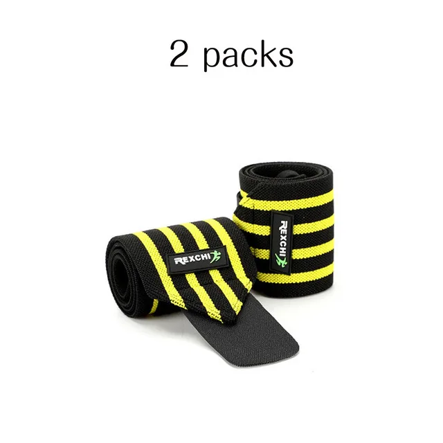 2 Piece Yellow Гимнастический фитнес-браслет для тяжелой атлетики перчатка для пауэрлифтинга поддержка эластичные бинты для запястья бандаж повязка для спортивной безопасности - Цвет: 2 Piece Yellow