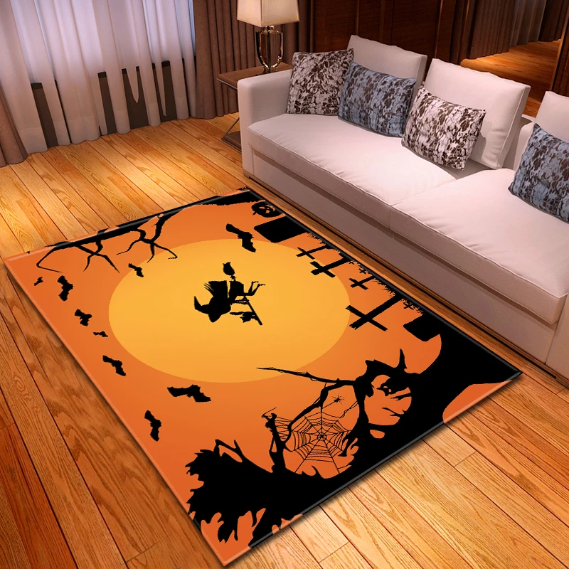 Halloween Bats Moon Ancient Castle Carpet Kids Room Festive Bedroom Decoration Mat Area Rug Carpets for Home Living Room