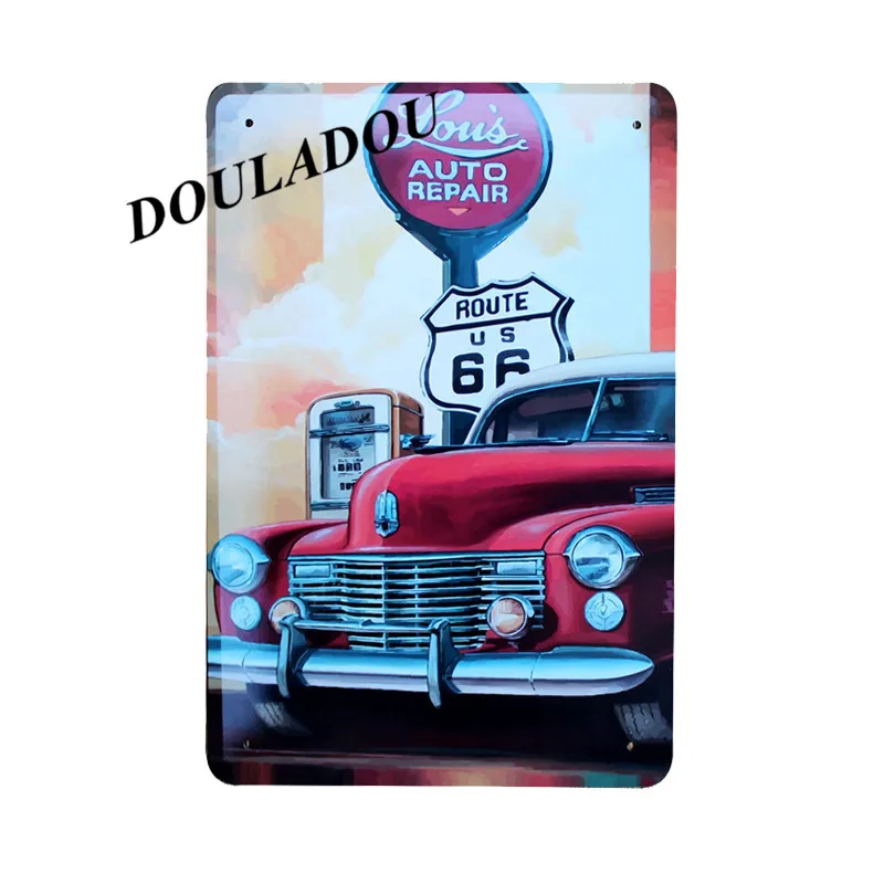[Douladou] Hot Road, старинная металлическая жестяная вывеска 66, Ретро Авто табличка, плакат, бар, паб, гараж, домашняя тарелка, украшение стены 30*20 см - Цвет: 3