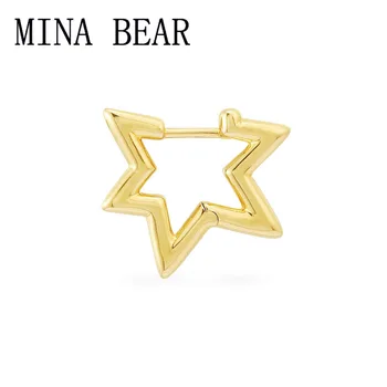 

MINABEAR Fashion Real 925 Sterling Silver Yellow Gold Color Single Star Earring Romantic Star Geometric Earring 1pc for Women