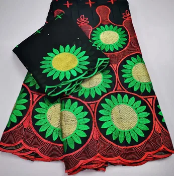 

Latest African Cotton Lace Fabric 2020 High Quality Nigerian Pure Cotton Embroidery Swiss voile Lace Fabrics 5+2Yards NLC804
