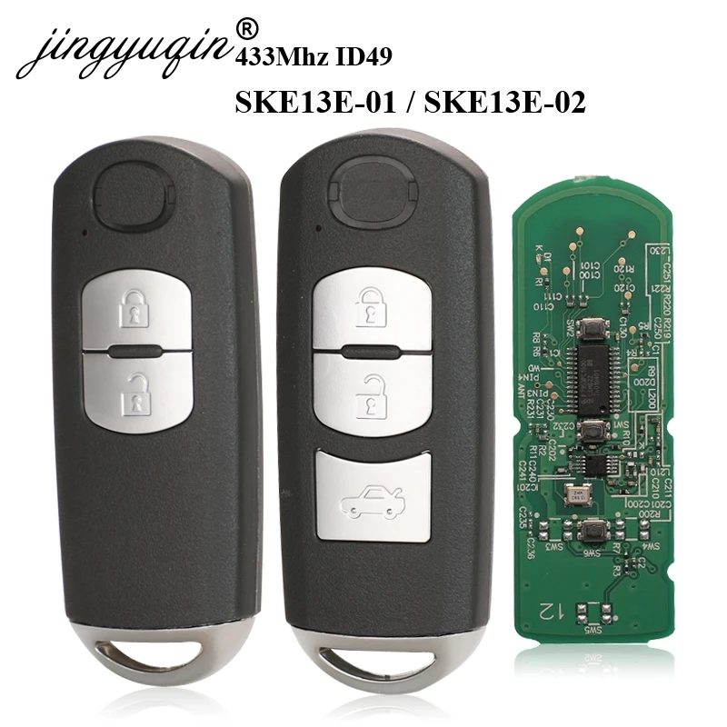 Jingyuqin 433 МГц ID49 2/3 кнопки смарт ключ подходит для MAZDA CX 3 5 Axela Atenza модель SKE13E 01 02 пульт