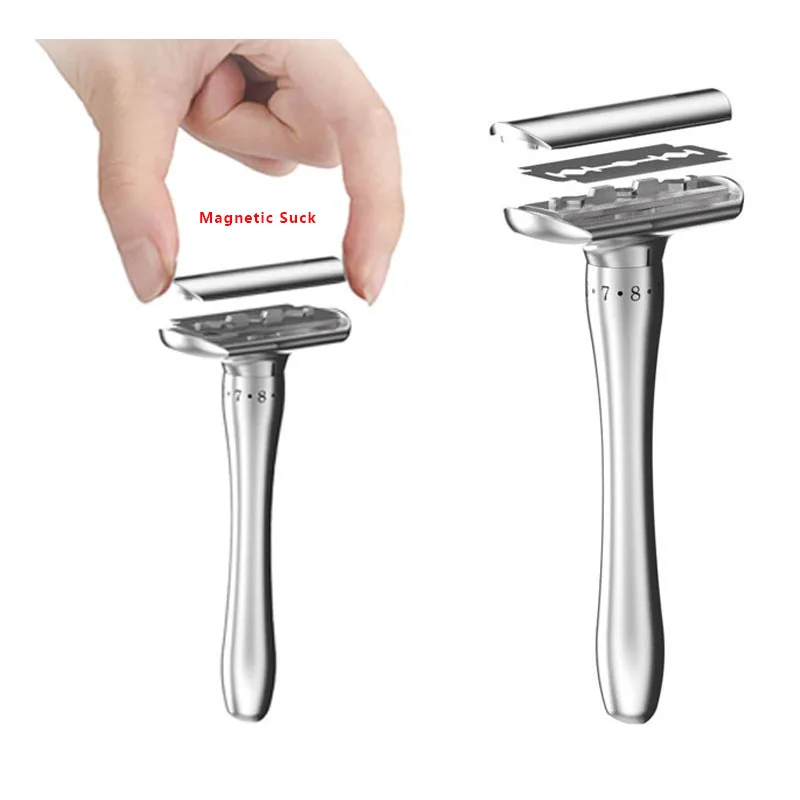 Adjustable Safety Razor Double Edge Classic Mens Shaving Mild to Aggressive 1 8 File Hair