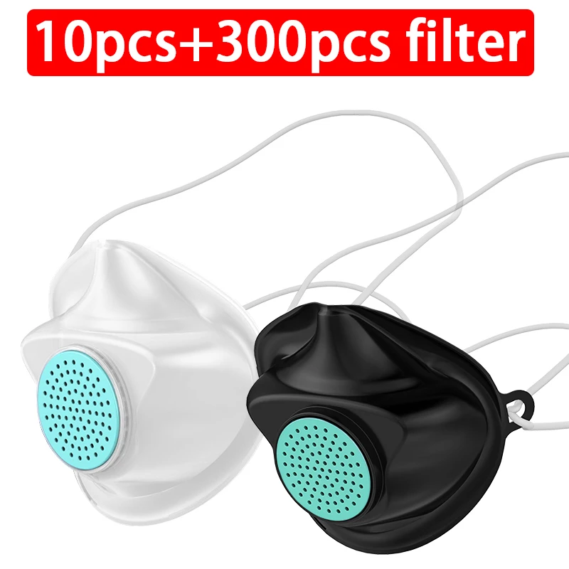 

10pc Replaceable Mouth Face Mask Anti air pollution haze Dust proof PM2.5 Safety Non-disposable Care Mask +300 filter mascarilla