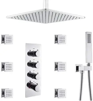 

Bathroom Faucet Fixtures, Multiple Features Can Work at a Time,16inch LED Rainfall Shower Head Set with 3-way Mixer Valve Kit