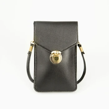 

Women's Mobile Phone Bag - Pressable PU Leather Change Bag Mini Messenger Purse Black