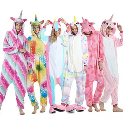 Кигуруми 2019 зимние пижамы с животными шитая Пижама единорог пижамы набор комбинезонов для женщин и мужчин унисекс для взрослых фланелевые