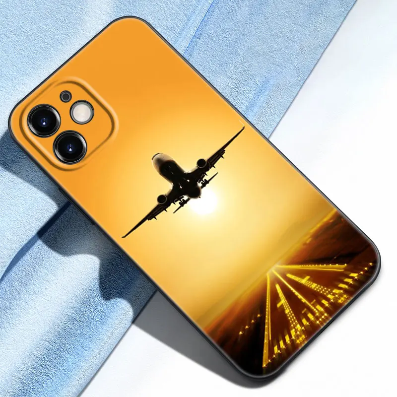 Aircraft Airplane Phone Case For Apple iPhone 13 12 Mini 11 Pro Max XR X XS MAX 6 6S 7 8 Plus 5 5S SE 2020 Black Cover Coque cases for iphone xr