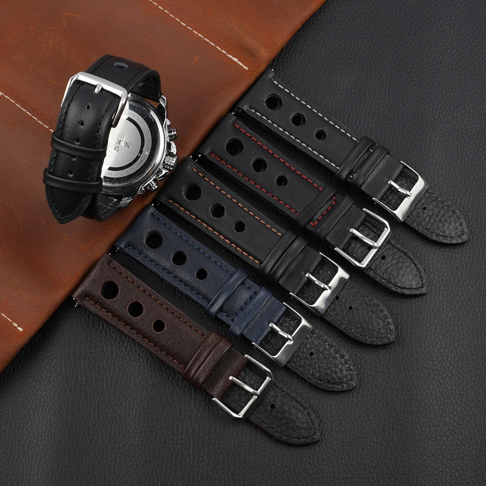 Echt leder Armband 18mm 20mm 22mm 24mm brauner Kaffee schwarz Renn armband hand gefertigte Nähte Schnell verschluss Uhren armband – Detail 13
