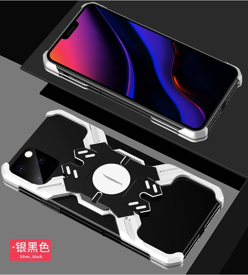 Advaka серии героев противоударный металлический чехол для телефона iPhone 11 Pro Max 5,8 6,1 6,5 дюймов R защитный чехол - Цвет: Silver and black