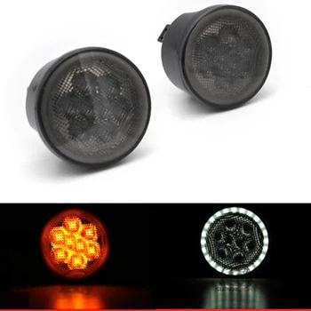 

For Jeep Wrangler JK 2007-2017 Front LED Fog Lights Foglamp Assembly Amber Turn Signals Light w/ White Driving Right Lamp