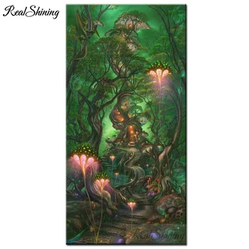 

5d diy diamond painting Fantasy forest ladder Cross Stitch Hallway wall Art diamond embroidery round full europe style F310