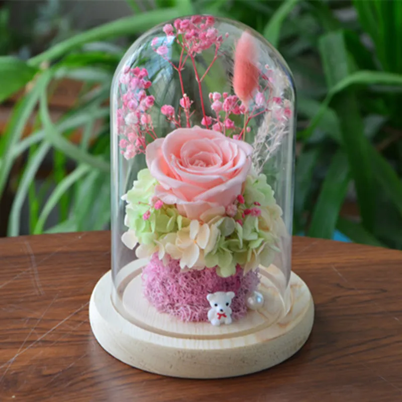 Diameter=10cm Different Height=12cm 15cm 18cm Log Base Glass Dome Home Decoration DIY Cover Friend Favor Gift Wedding Live Prop 4