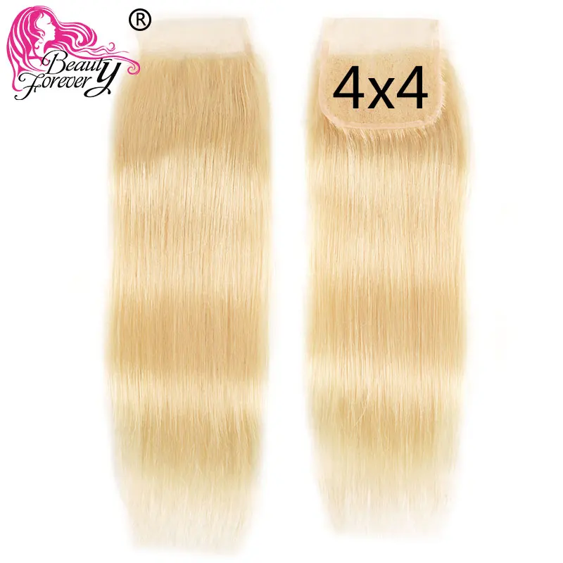 Beauty forever Blonde #613 бразильские прямые человеческие волосы 4*4 Бесплатная часть Remy человеческие волосы швейцарское кружево