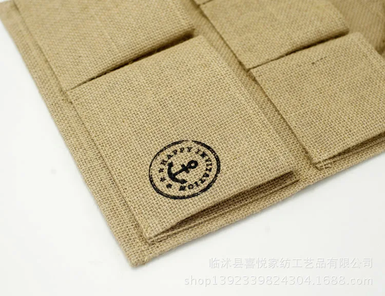 Zakka Hot Selling Jute Storage Joint Business High Quality Jute Storage Five Pocket Hanging Bag Hanging Storage Bag