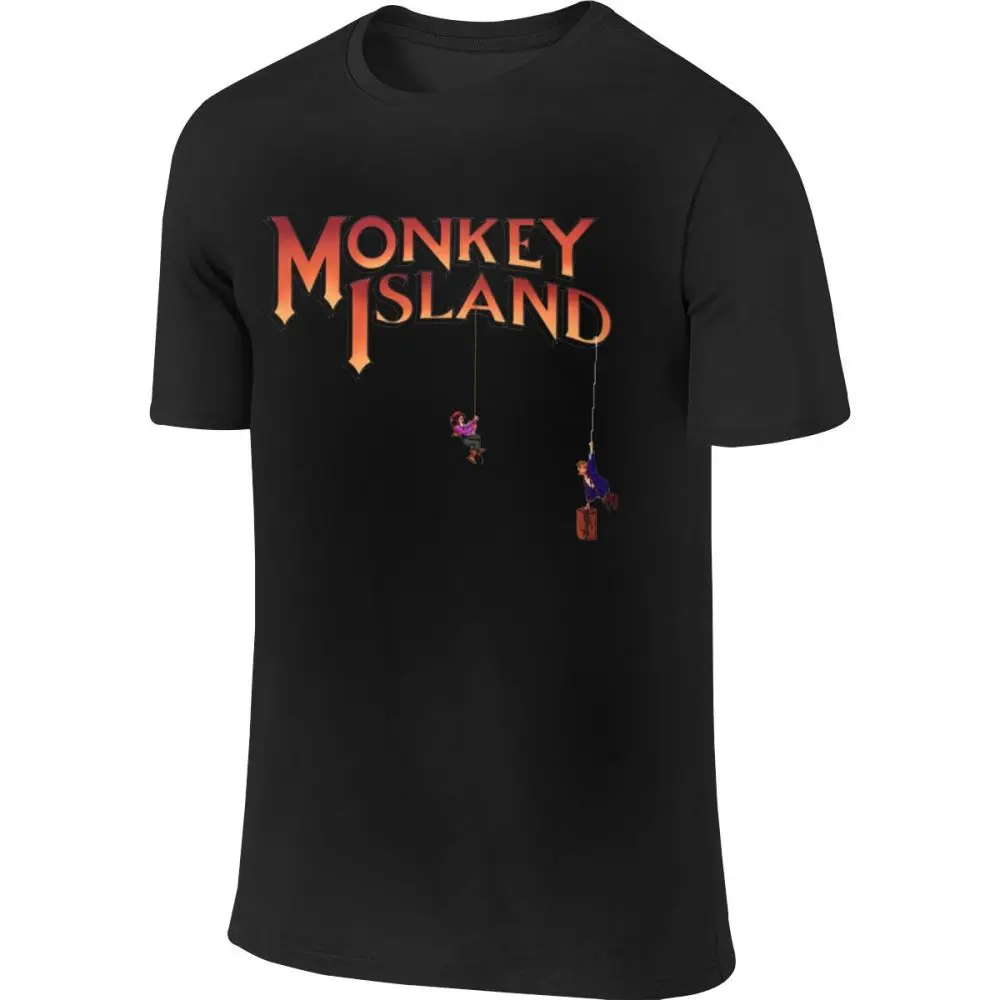 Мужская футболка с круглым вырезом и гуйкистью, LeChuck, остров обезьян, безумная Мужская мягкая футболка, S-6XL - Цвет: Черный