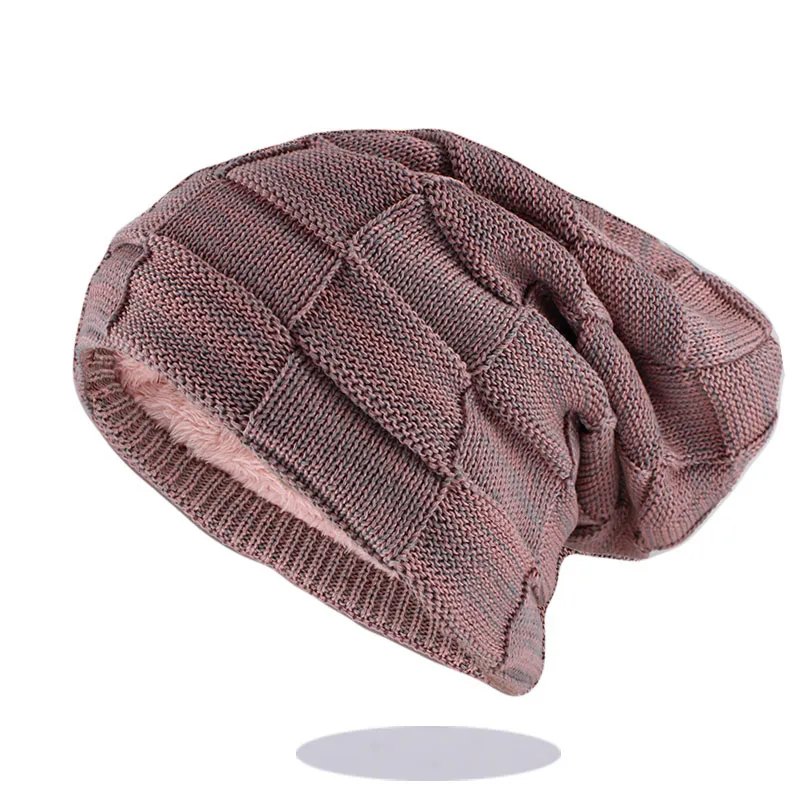 Розовый Новые модные женские зимние теплые шапочки Skullies, женские повседневные шапки для мужчин, цветной брендовый вязаный берет - Цвет: Розовый