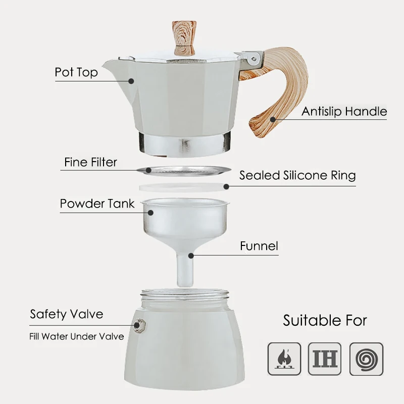 6 Espresso Cup Moka Pot Classic 