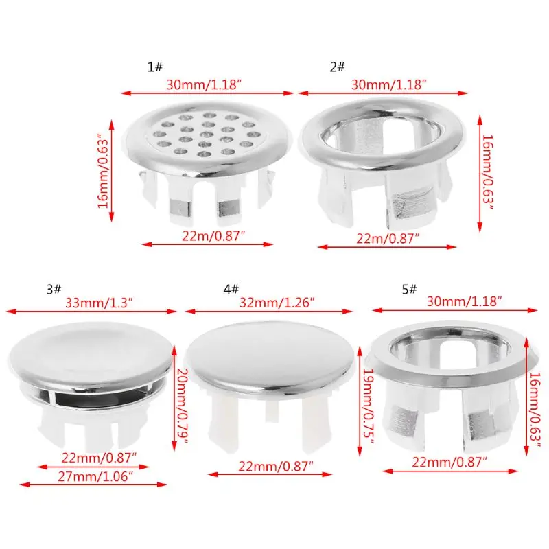 BATHROOM Basin Sink Overflow Ring Six-foot Round Insert Hole Cover sink overflow cover basin drain ring
