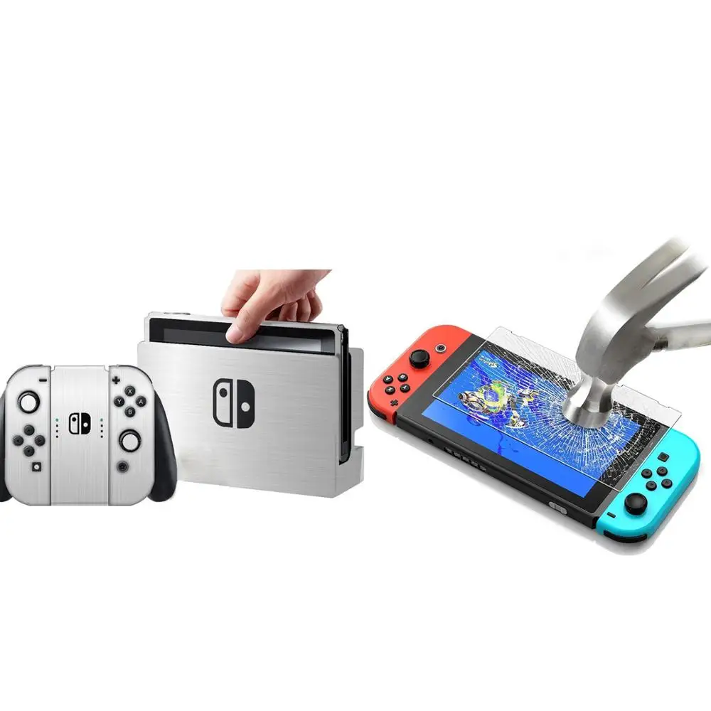 Наклейка для кожи виниловая+ Закаленное стекло пленка протектор экрана для Nintendo doswitch kingd переключатель NS консоль и контроллер Joy-Con
