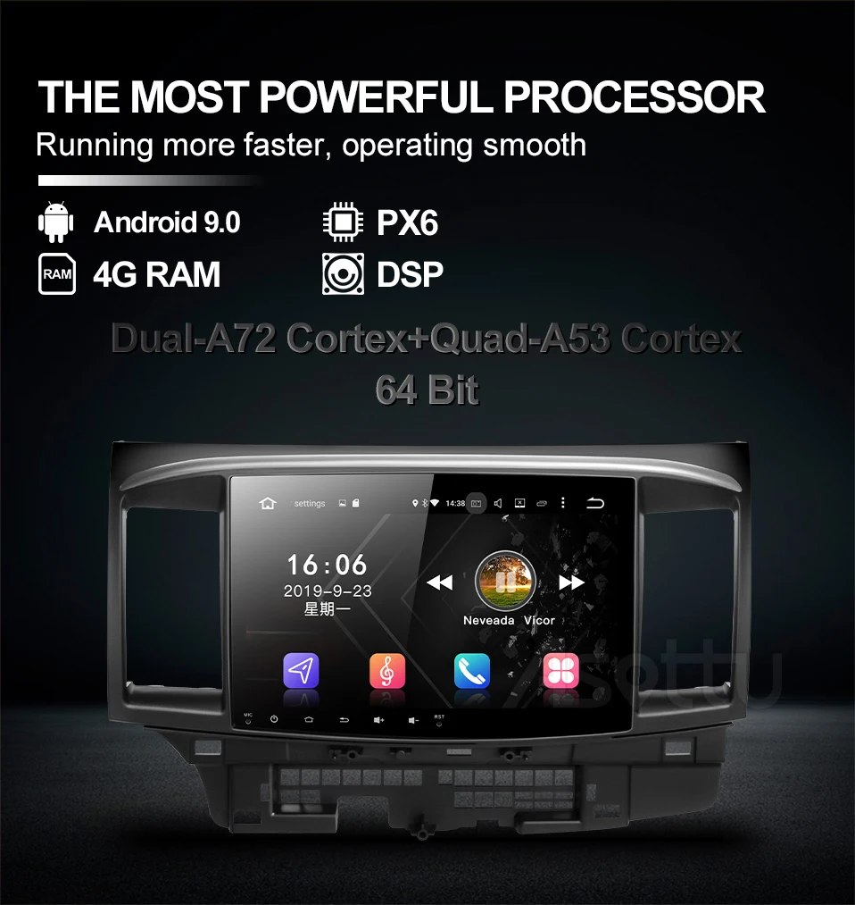 Asottu MI601 Android 9,0 PX6 для Mitsubishi Lancer outlander мультимедийное головное устройство gps Радио автомобильный dvd gps плеер стерео gps