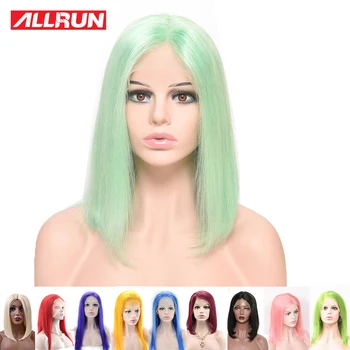 

Short Bob 13*4 Lace Front Human Hair Wigs Colored Pink Yellow Mint Green Straight Brazilian Lace Wig for Black Women 10-16 inch