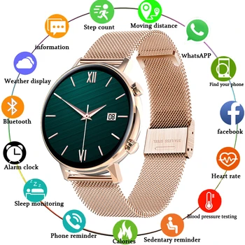 

2020 New Ladies Smart watch Exercise Heart rate Monitor IP68 Waterproof 1.28 inch Fully laminated TFT LCD screen Music player