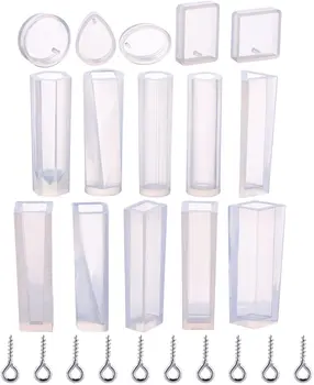 

15 Pieces Epoxy Resin Molds Silicone Pendant Mould for Jewellery DIY and 100 Pieces Eye Screw Casting mold