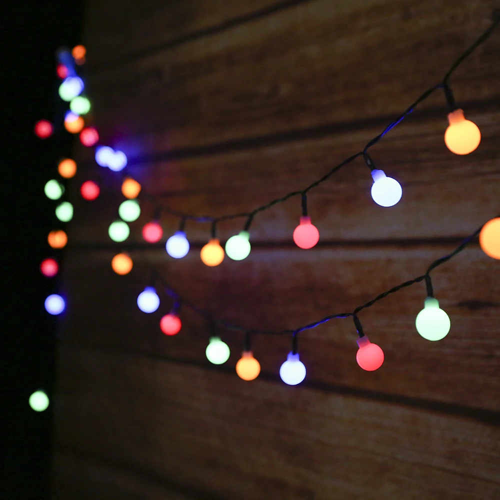 7M 60leds Fairy Lights Garland LED Ball String Lights Waterproof For Christmas Tree Wedding Home Dec New Year Battery Powered