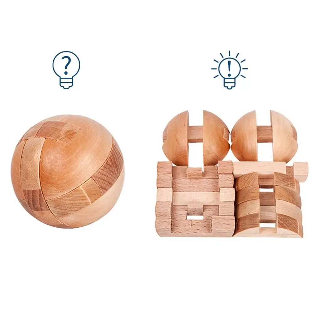 Деревянный Строительный блок игрушка обучающая разблокировка игрушка в форме шара замок лубан замок/деревянный пазл диаметр 6 см