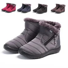 

Women Snow Boots Warm Short Fur Plush Winter Female Ankle Boots Plus Size 43 Ladies Shoes Zip Comfort Warm Shoes Women Footwear