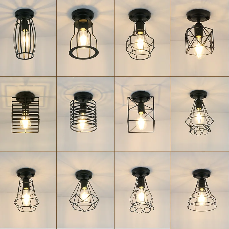 

Northern European-Style Iron Art Ceiling Lamp American-Style Village Corridor Hallway Entrance Balcony Fitting Room Library Bedr