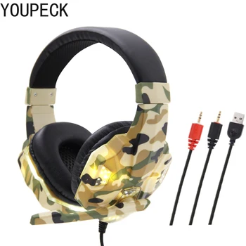 

YOUPECK Wired Computer Stereo Gaming Headphones with Mic, LED Light, Stereo Headset for PC, PS4, Xbox One Over Ear Headphones