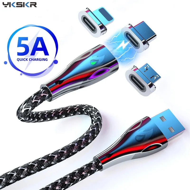 Магнитный кабель USB Type C 5A для быстрой зарядки Samsung S9 Xiaomi mi 9 10 Pro зарядный Micro